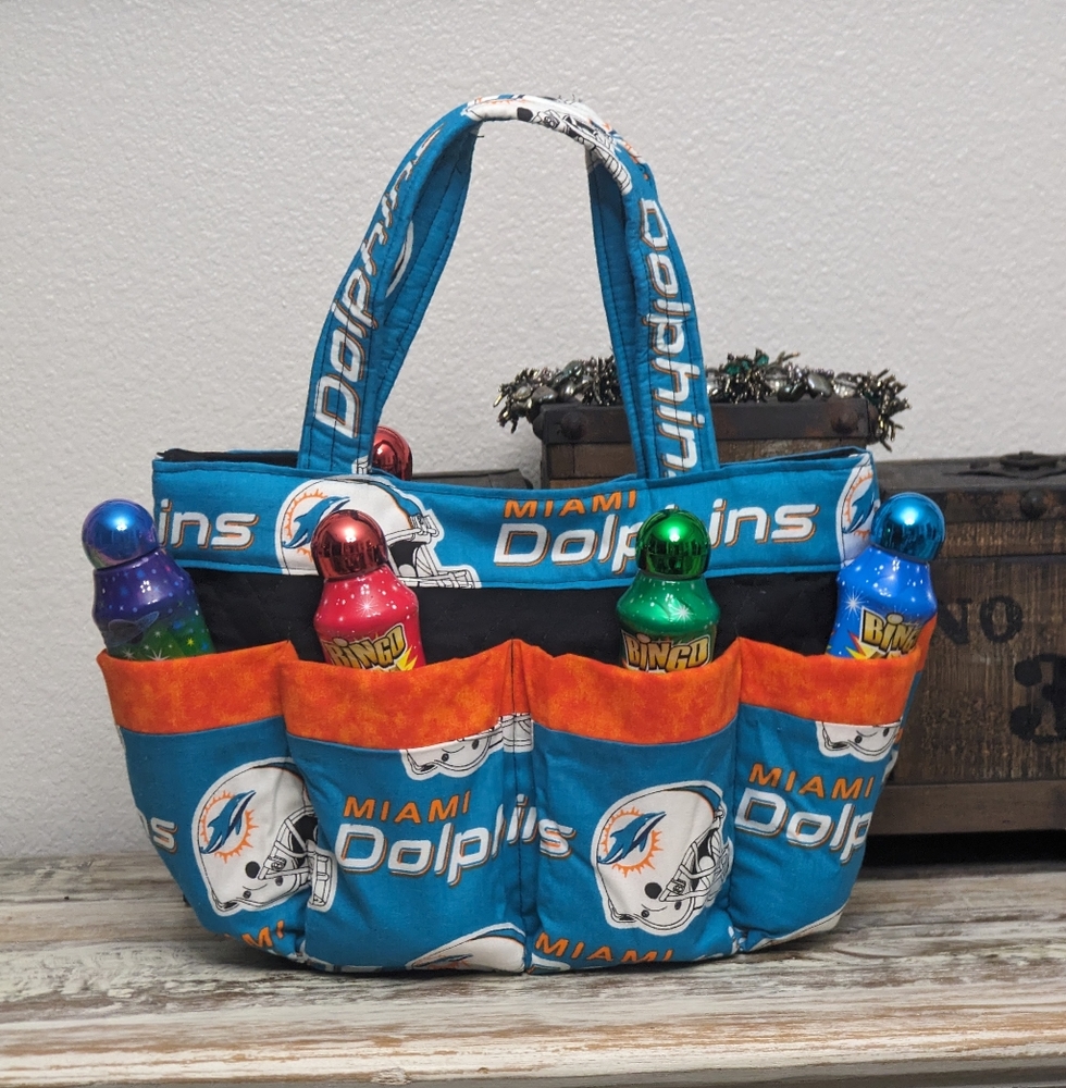 Hand Crafted Miami Dolphins Bingo/Tote Bag 100% Cotton